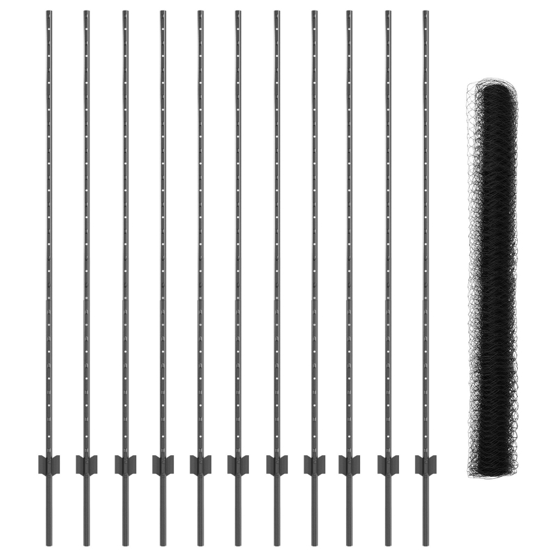 Gartenzaunset Set aus 2 Grau Pulverbeschichteter Stahl 25 x 1,5 m