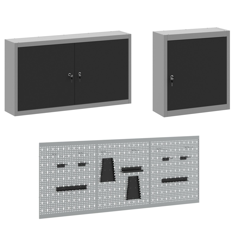 8-teiliges Werkbank-Set aus schwarzem Stahl