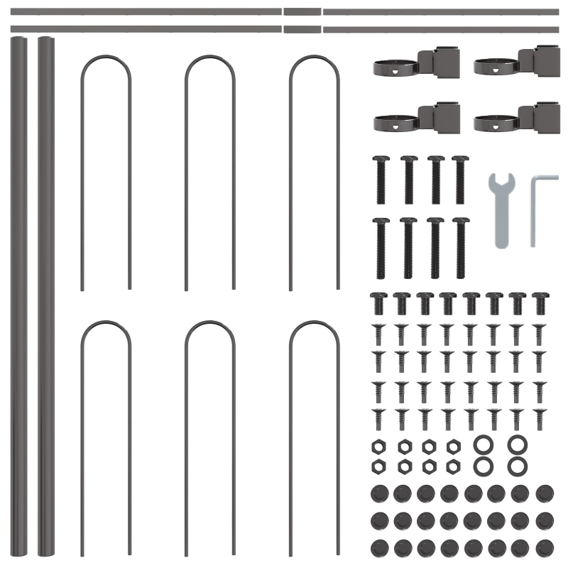 Gartenzaun mit Bogenoberseite Grau 10,2x0,6 m aus Stahl