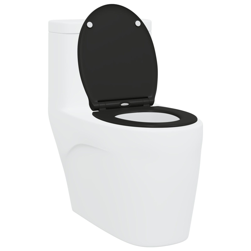 Toilettensitz mit Schnellverschluss und sanftem Schließen aus Duroplast Schwarz