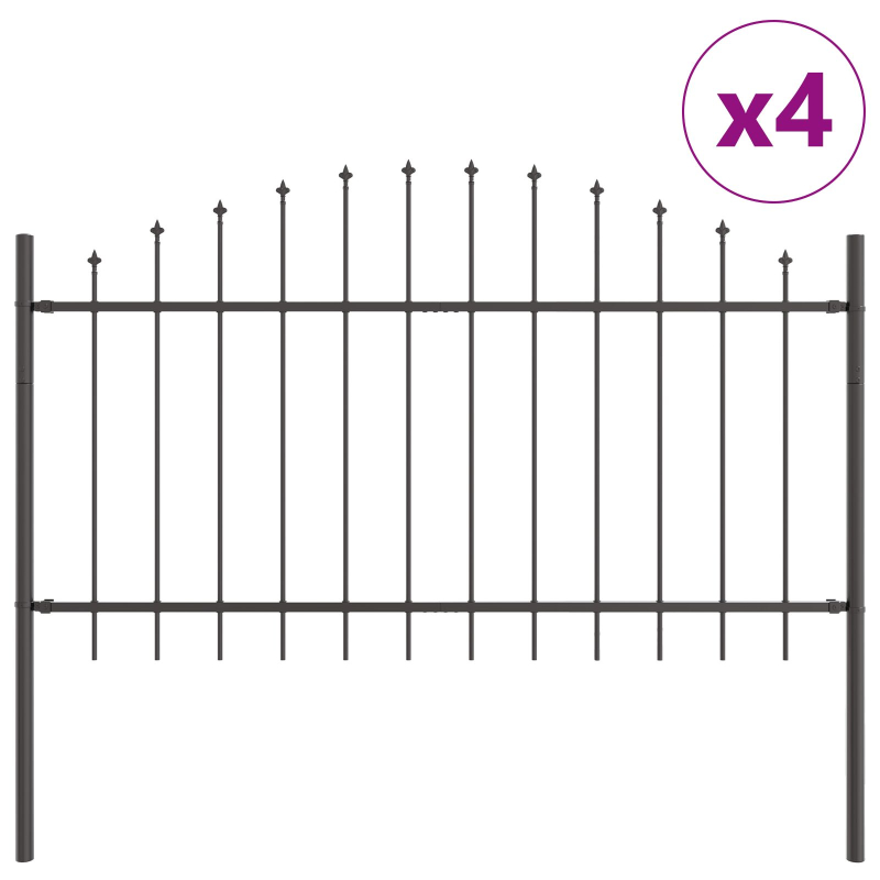 Gartenzaun mit Bogenoberteil in Grau 6,8x1 m aus Stahl