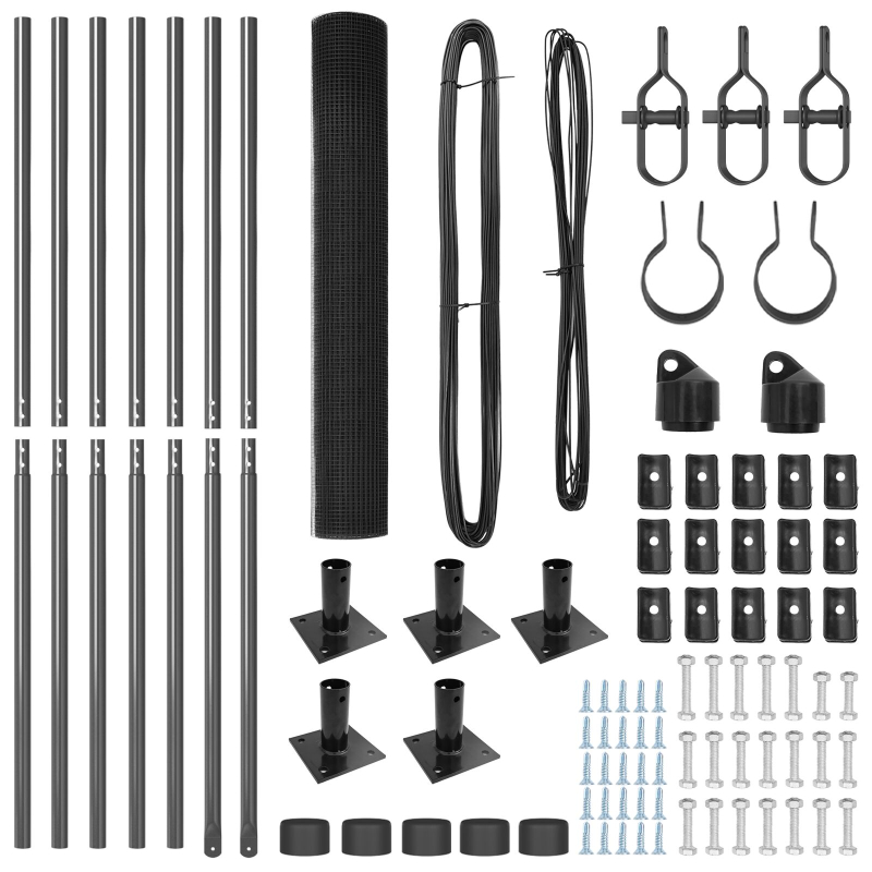 Graues Zaunpfosten-Set Set aus 2 Grau Metall, PVC 10 x 1 m