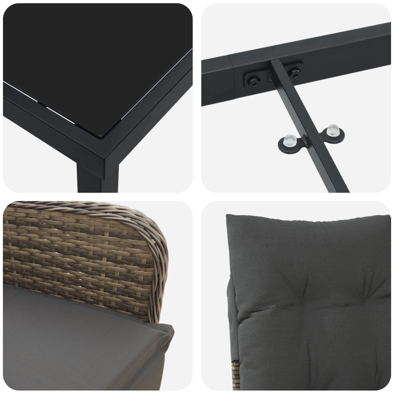 7-teiliges Garten-Dining-Set mit Kissen Beige Poly Rattan