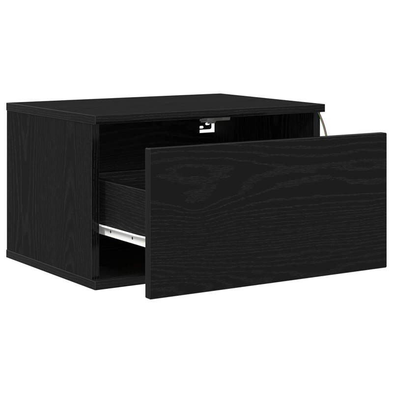 Nachttisch mit LED Wandmontage Schwarze Eiche 50x36x30 cm