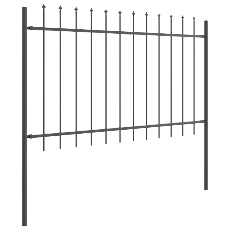 Gartenzaun mit Speerspitze Grau 3,4x0,8 m aus Stahl