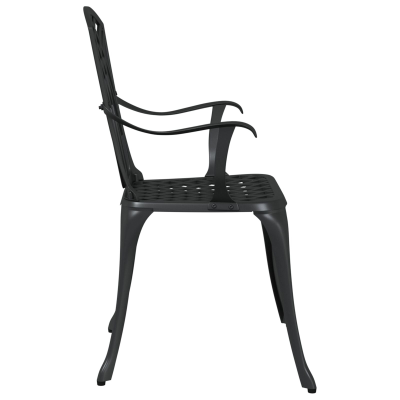 Gartenstühle 2 Stück Schwarz Gussaluminium