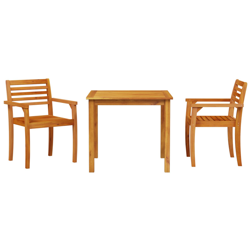 3-teiliges Garten-Esszimmer-Set aus massivem Akazienholz