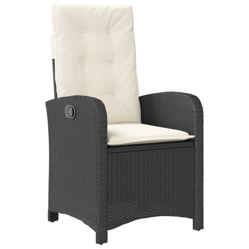 5-teiliges Garten-Dining-Set mit Kissen Schwarz Poly Rattan