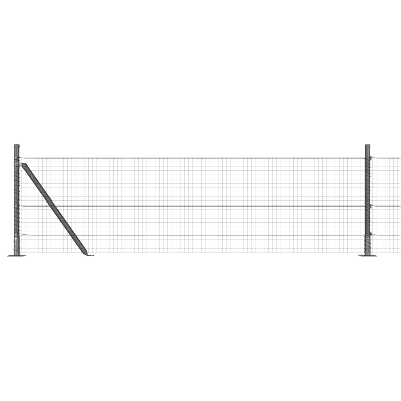 Zaunpfosten-Set 2er Set Grau Pulverbeschichteter Stahl 25 x 0.5 m