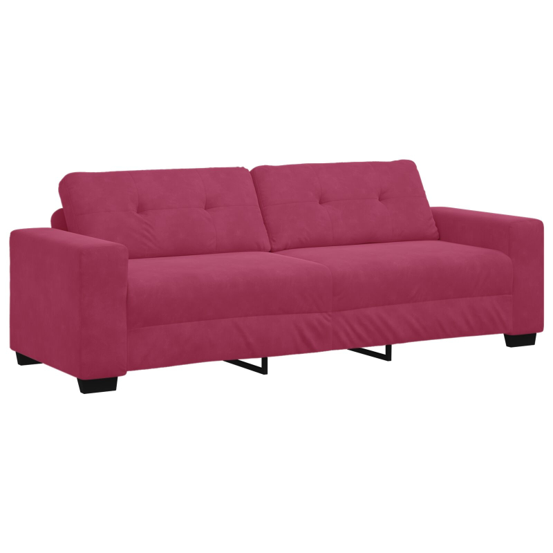 3-teiliges Sofaset mit Kissen Weinrot Samt