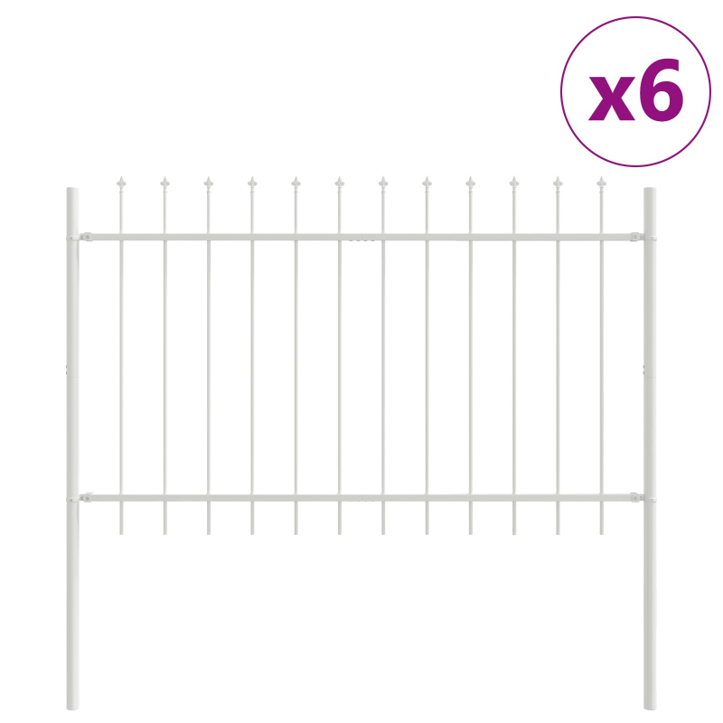 Gartenzaun mit Spitze Weiß 10,2x1 m aus Stahl