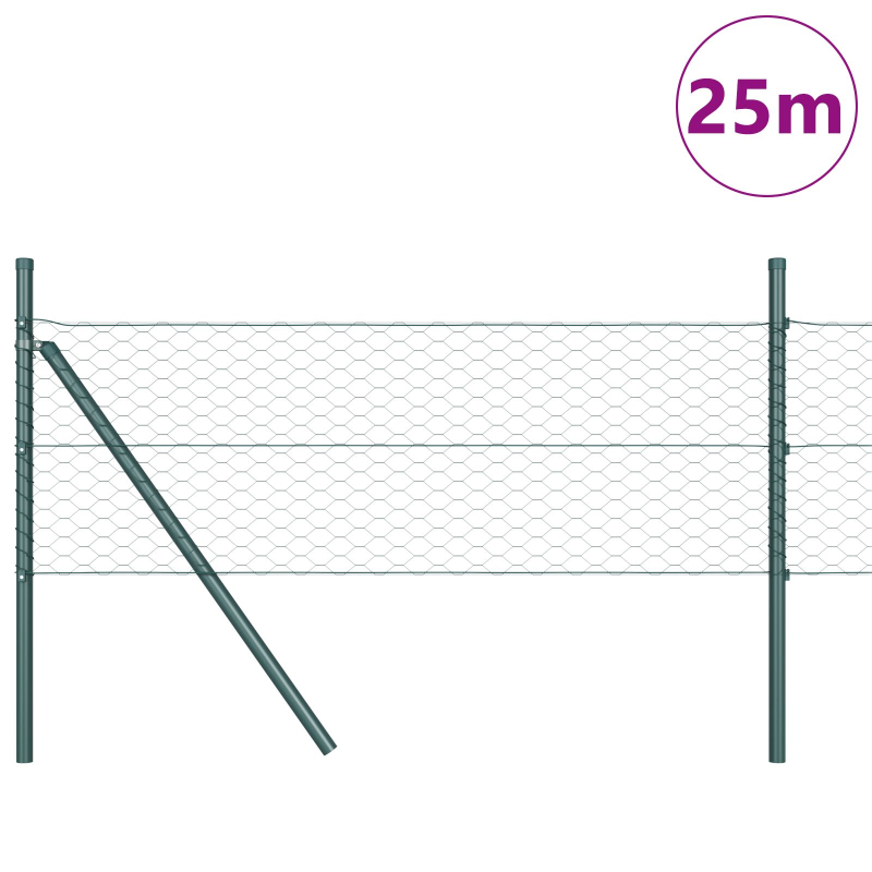 Zaunset Set aus 2 Waldgrün Pulverbeschichteter Stahl 25 x 0,5 m