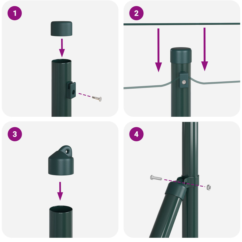 Pfosten mit Spitze 52 Stück Ø32 mm 60 cm Verzinkter Stahl