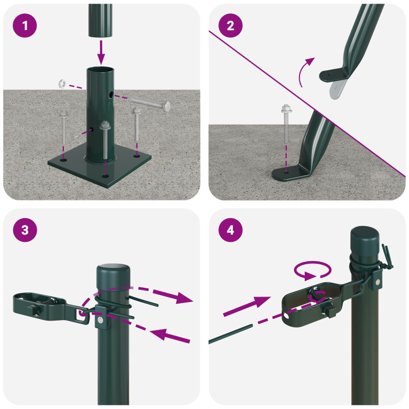 Zaunpfosten Set aus 52 Grün Stahl 3,2 x 3,2 x 88,5 cm Robust
