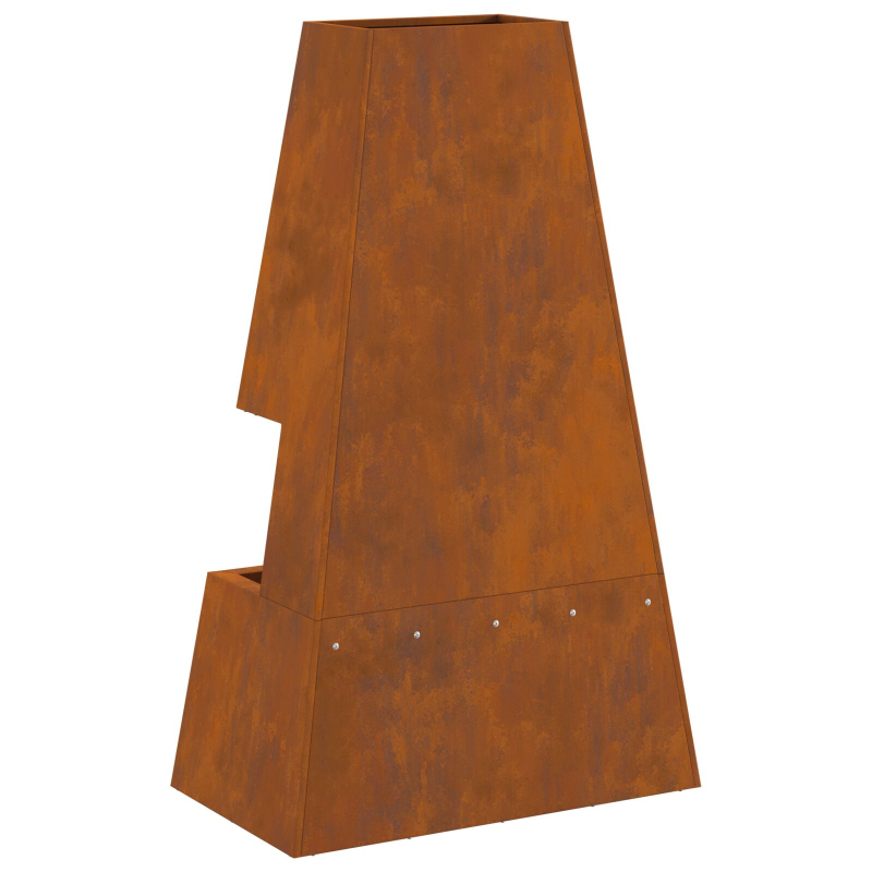 Feuerstelle mit Holzlager 60x35x100 cm Wetterfester Stahl