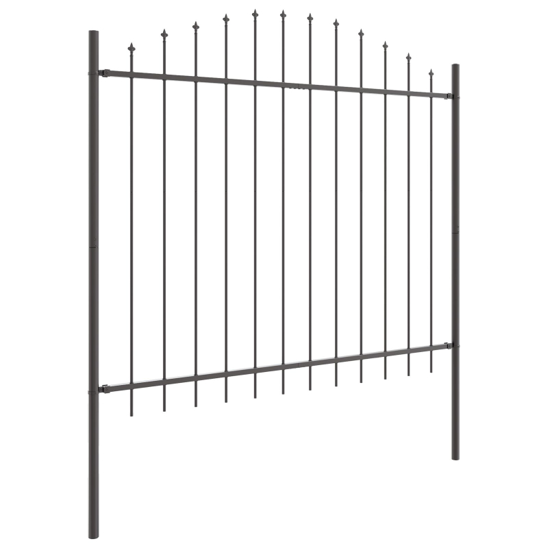 Gartenzaun mit Bogen oben Grau 3,4x1,5 m Stahl