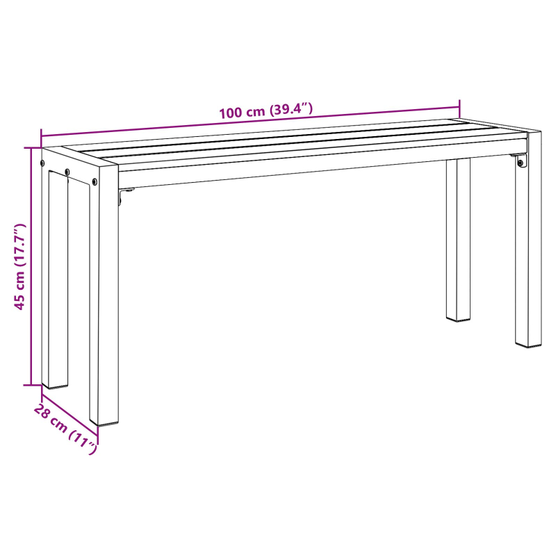 Gartenbank 100 cm aus Stahl und WPC in Braun und Schwarz