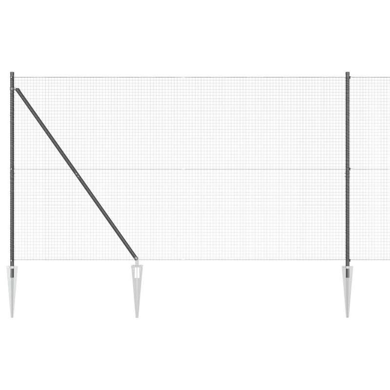 Geschweißter Drahtzaun mit 13 Spike-Posts Grau 1,5x25 m Stahl