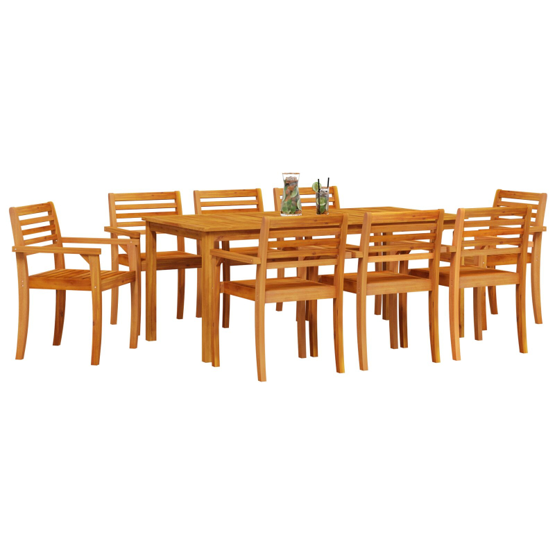 9-teiliges Garten-Esszimmer-Set aus massivem Akazienholz