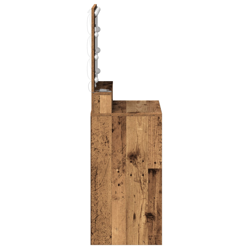Schminktisch mit LED-Lichtern - Altes Holz, 50x41x135 cm