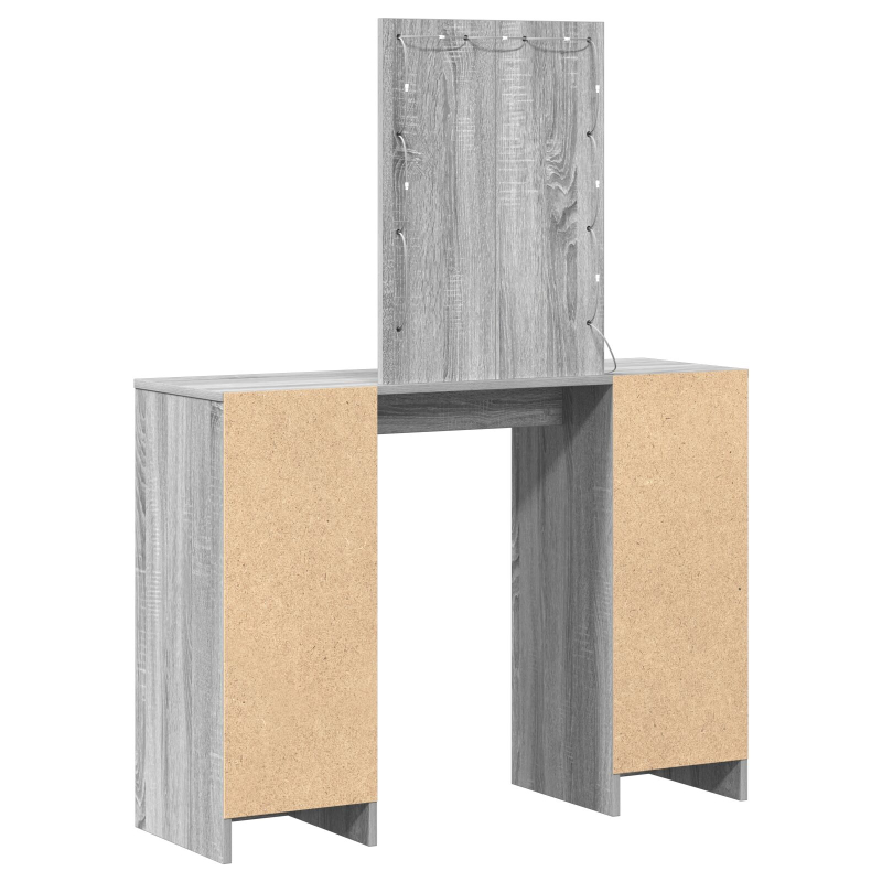 Schminktisch mit LED-Lichtern in Grau Sonoma, 102x33x135 cm