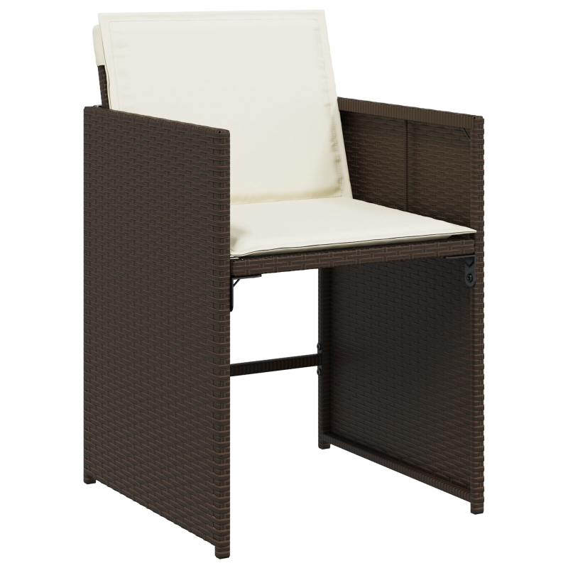 5-teiliges Garten-Essset mit Kissen Braunes Poly-Rattan