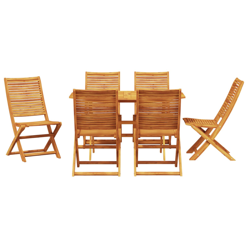 7-teiliges Garten-Esszimmer-Set aus massivem Akazienholz