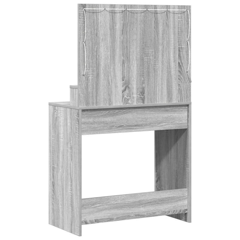 Schminktisch mit LED-Lichtern grau Sonoma 79x41x135 cm