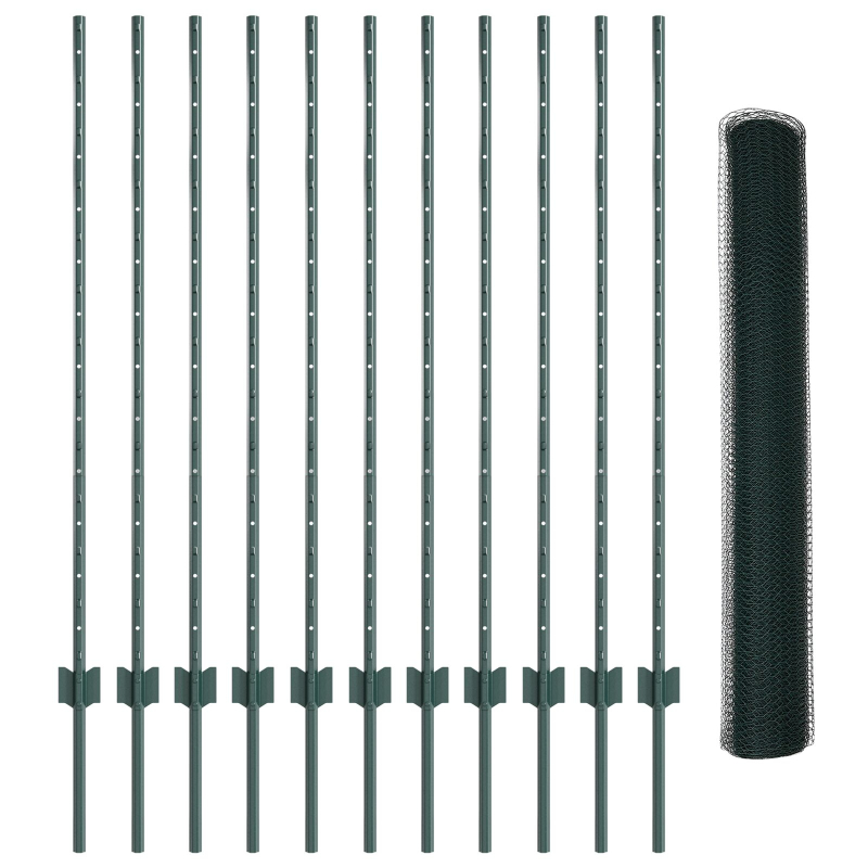 Metallgartenzaunset Set aus 2 Grün Metall 25 x 1,2 Meter