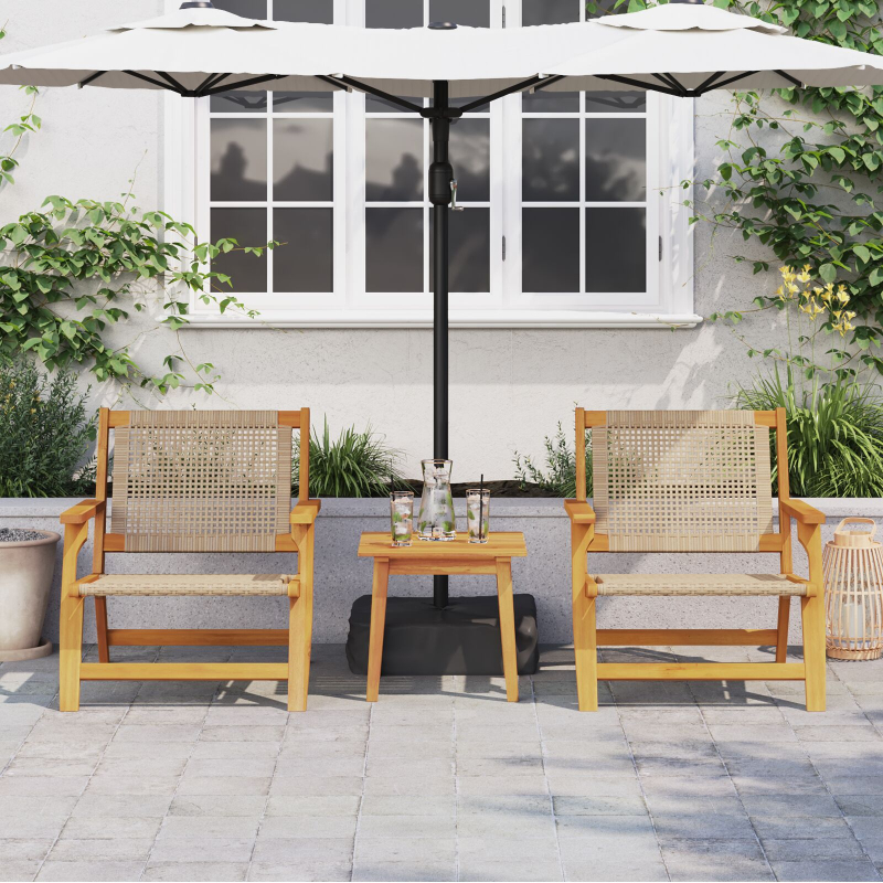 Gartenstühle 2 Stück Beige 76x67x73,5 cm Massivholz Akazie