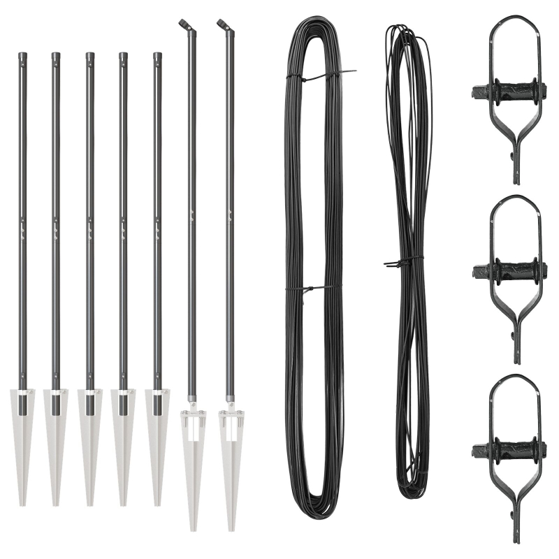 Zaunpfosten Set 14 Teile Grau Metall