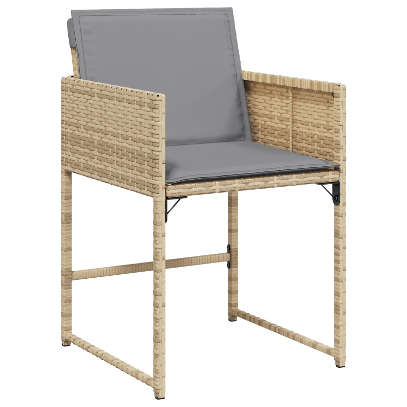 5-teiliges Garten Esszimmer Set mit Kissen Beige Poly Rattan