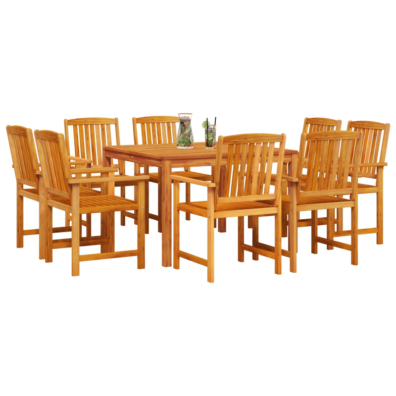 9-teiliges Garten-Dining-Set aus massivem Akazienholz