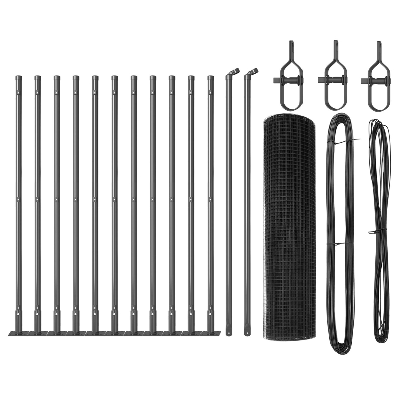 Graues Zaunpfosten-Set Set aus 2 Grau Metall 25 x 0.5 m Robust