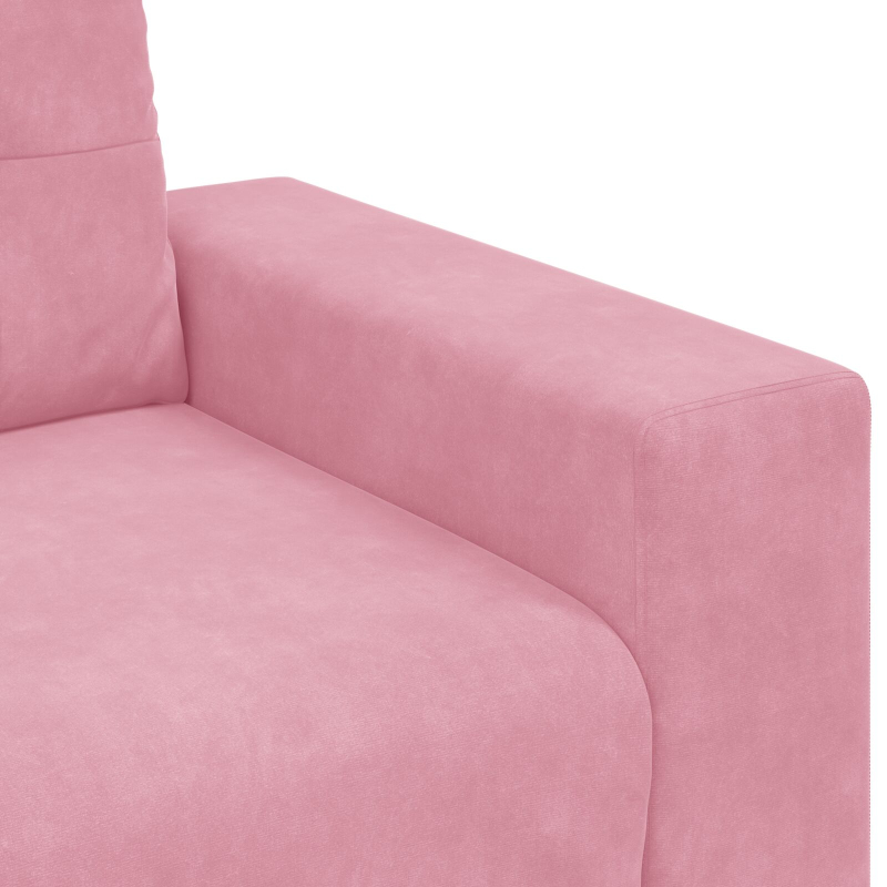 3-teiliges Sofaset mit Kissen, rosa Samt