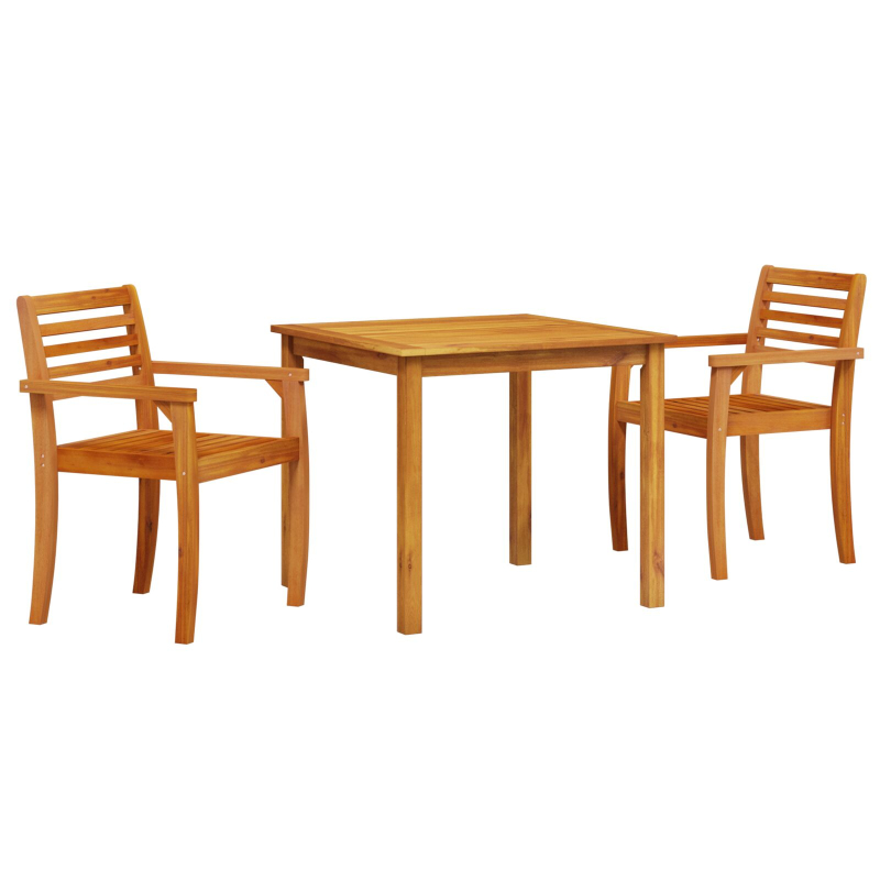 3-teiliges Garten-Esszimmer-Set aus massivem Akazienholz