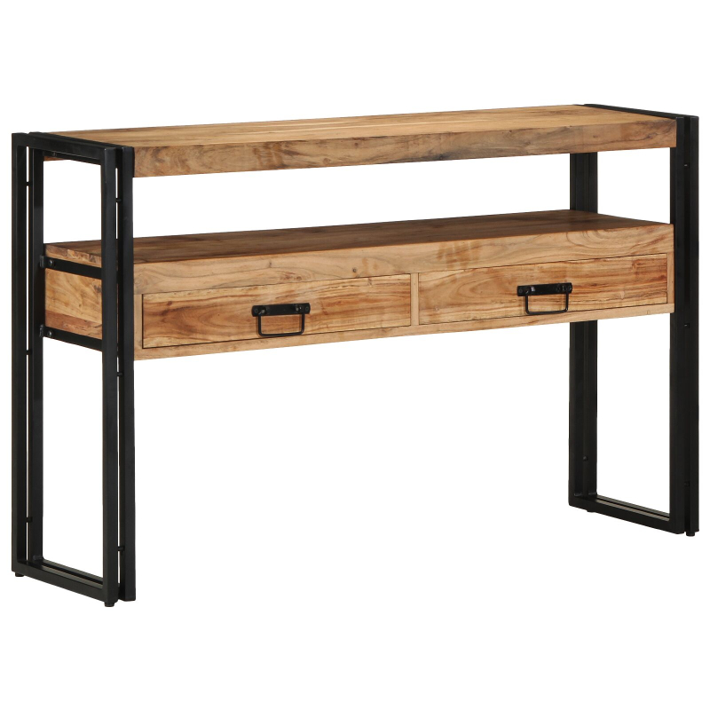 Beistelltische Schwarz 120x33x75 cm aus massivem Akazienholz und Metall