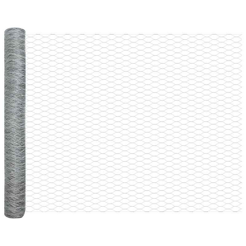 Sechseckzaun mit 22 U-Pfosten Silber 1x25 m Stahl
