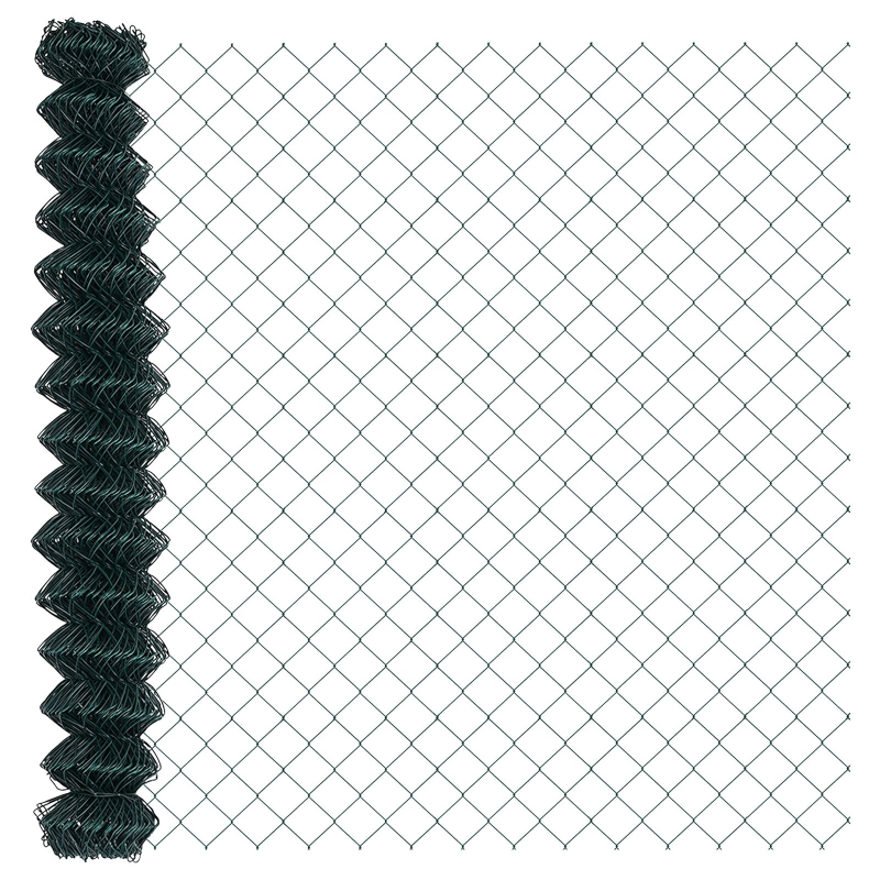 Kettenzaun mit 10 U-Stützen Grün 1,6x10 m Stahl