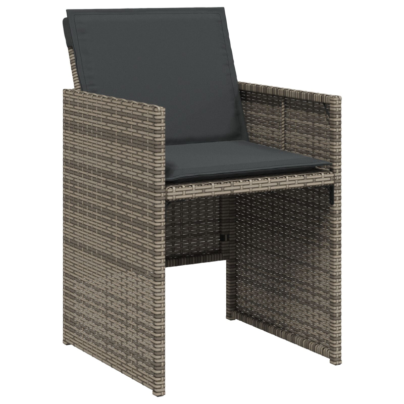 5-teiliges Garten-Essgruppen-Set mit Kissen Grau Poly Rattan