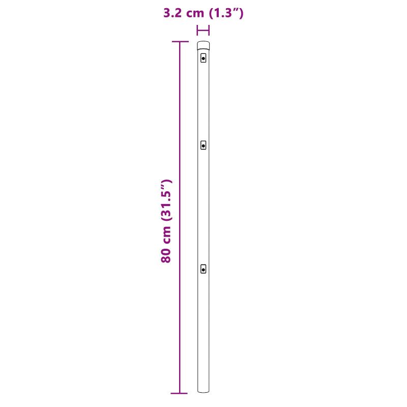 Zaunpfosten 52 Stück Grün Ø32 mm 80 cm Galvanisiertes Stahl