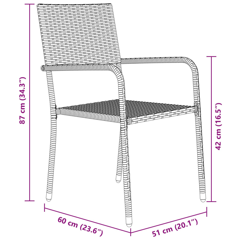 5-teiliges Garten Essset Schwarz Poly Rattan