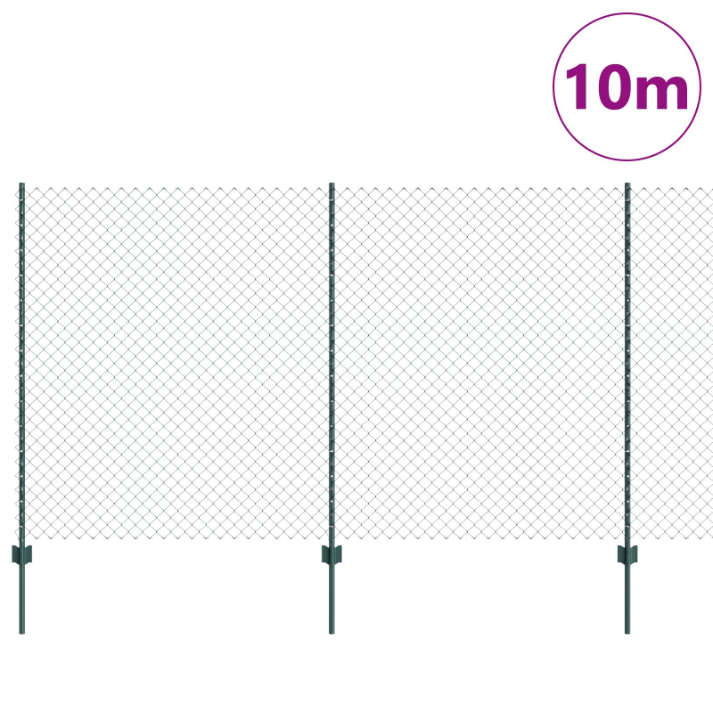 Stabzaun mit 10 U-Posts Grün 1,4x10 m Stahl