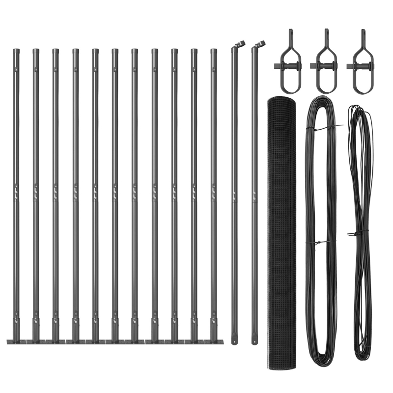 Zaunpfosten-Set 2er Set Grau Metall, PVC 25 x 1,5 m Langlebig