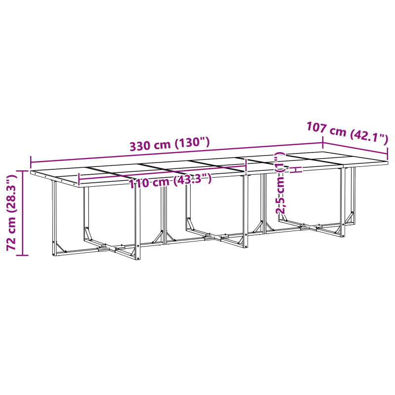 13-teiliges Garten-Esszimmer-Set mit Kissen aus Stahl und Textilene