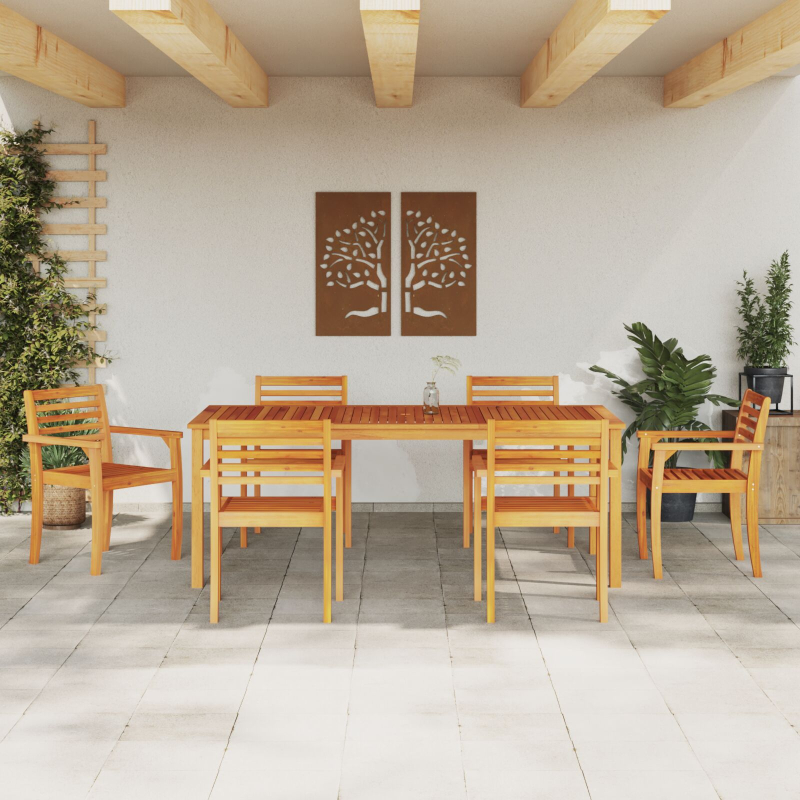 9-teiliges Garten-Esszimmer-Set aus massivem Akazienholz