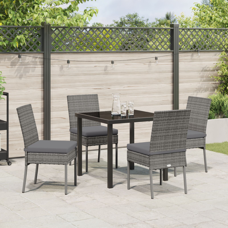 5-teiliges Garten-Essset Grau Poly-Rattan