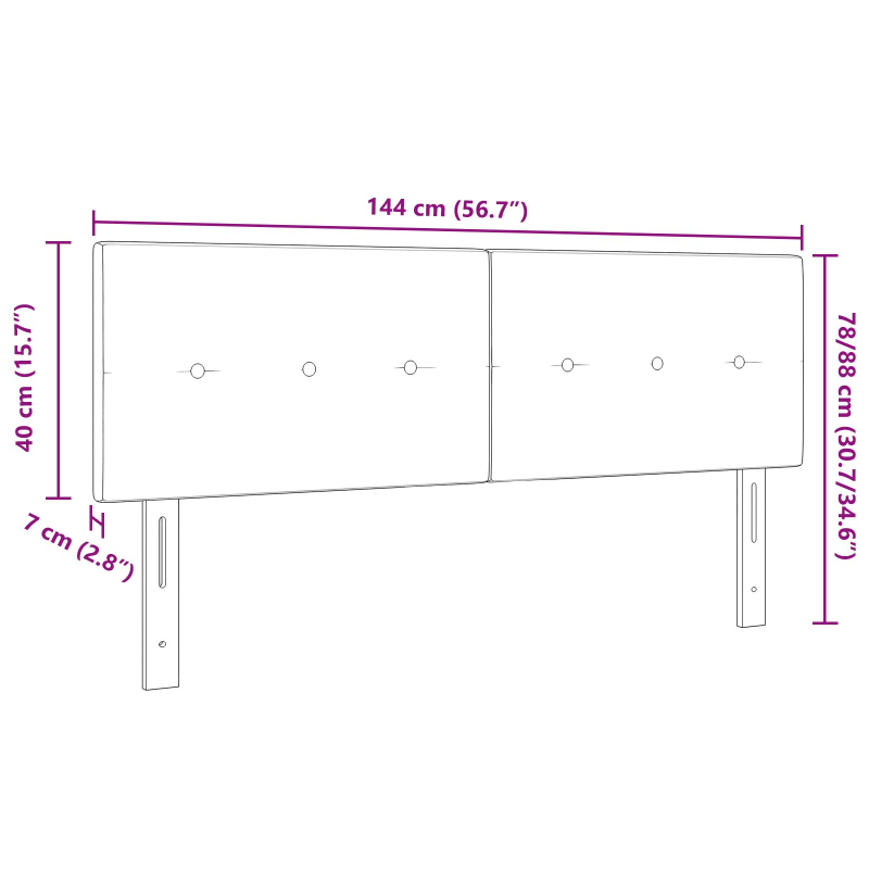 Kopfteil Mit Knopfheftung Dunkelgrau 140 cm Samt