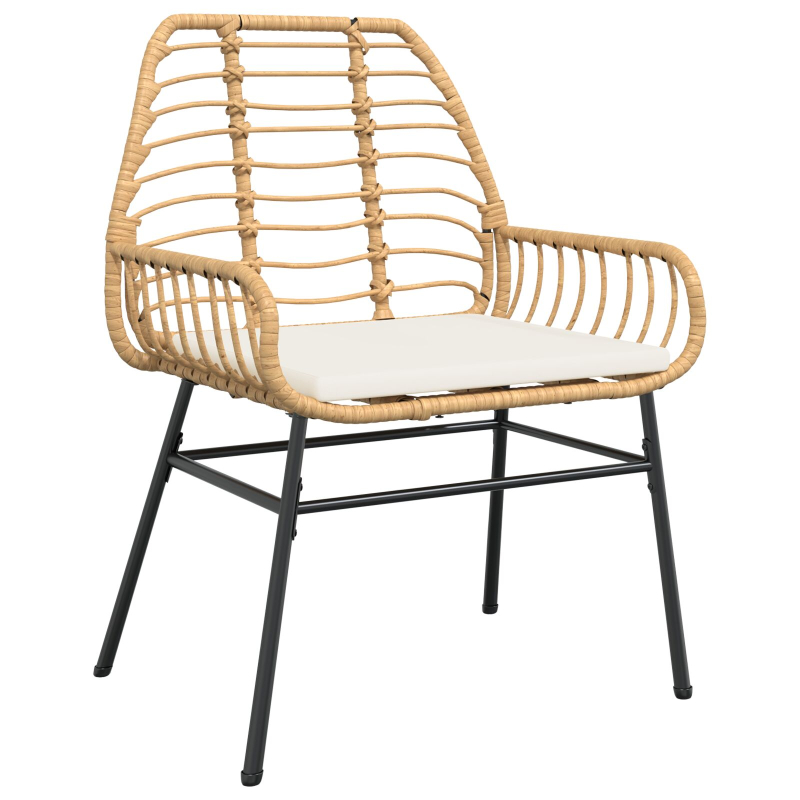 7-teiliges Garten-Essset mit Polstern Braun Poly-Rattan