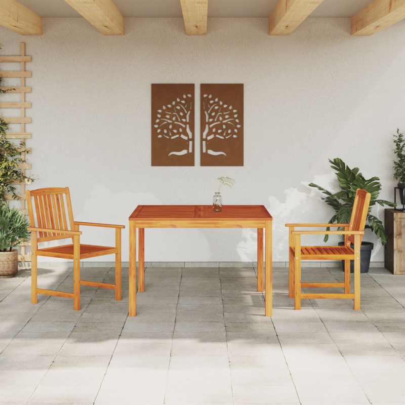 3-teiliges Garten-Esszimmer Set aus massivem Akazienholz